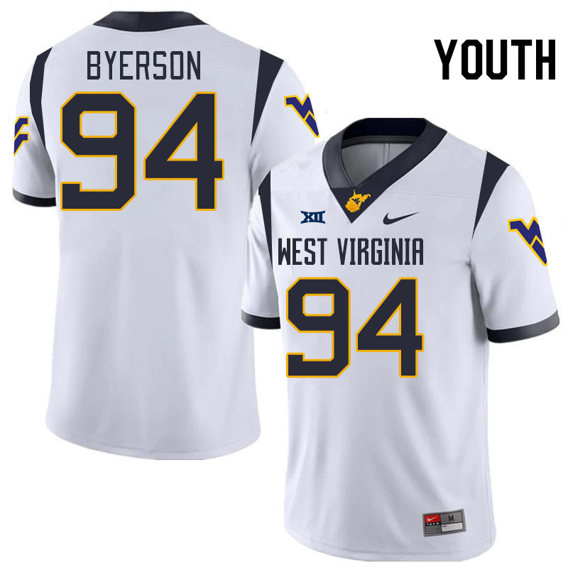 Youth #94 Makai Byerson West Virginia Mountaineers College 2024 New Uniforms Football Jerseys Stitch